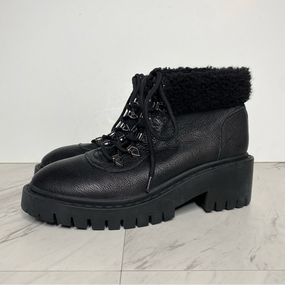 New! Kelsi Dagger Brooklyn Faux Fur Lace Up Black Boot 8 - Picture 14 of 14